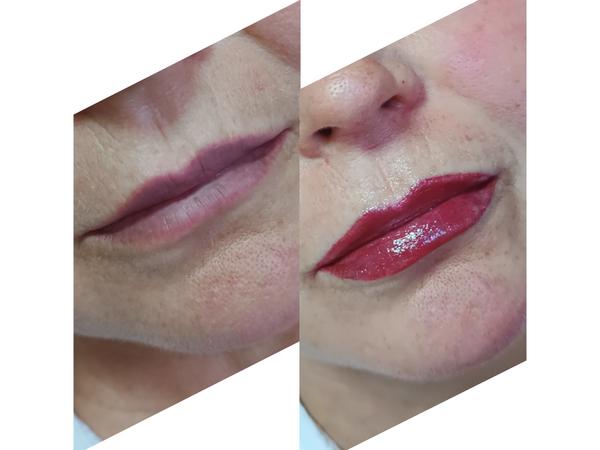 Перманентний макіяж губ, акварель, помадна техніка фото