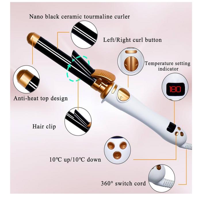 Автоматична плойка для волосся, керамічна обертова фото 5