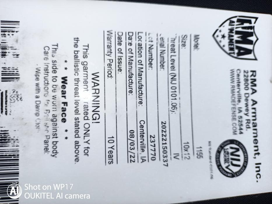 Керамічні бронеплити 6 классу photo 2