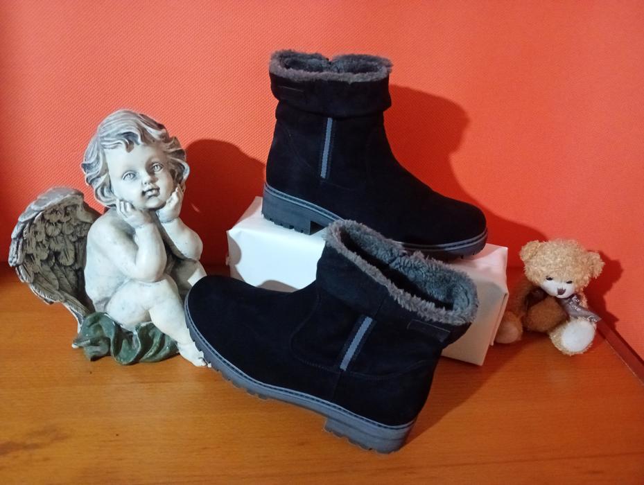 Жіночі зимові чоботи s.Oliver чорна замша з хутром фото 1