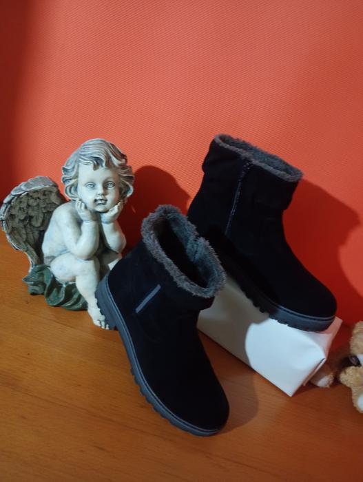 Жіночі зимові чоботи s.Oliver чорна замша з хутром фото 3