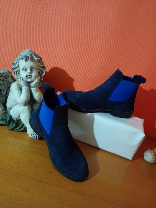 Жіночі черевики Chelsea темно-сині замшеві розмір фото 4