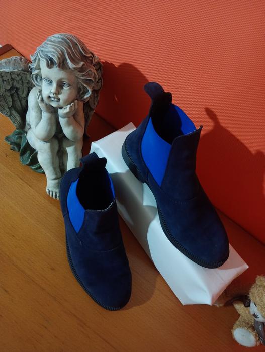 Жіночі черевики Chelsea темно-сині замшеві розмір фото 5