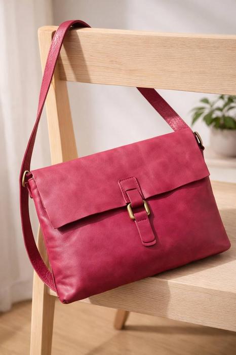 Итальянская кожаная сумка натуральная кожа розовая фото 2