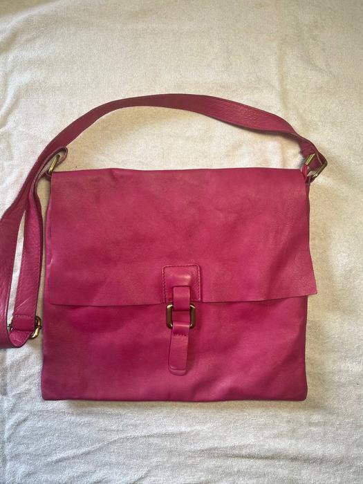 Итальянская кожаная сумка натуральная кожа розовая фото 3