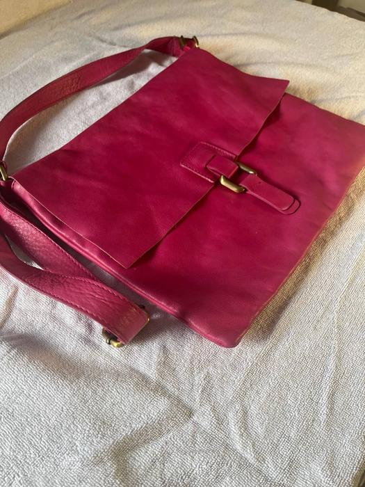 Итальянская кожаная сумка натуральная кожа розовая фото 4