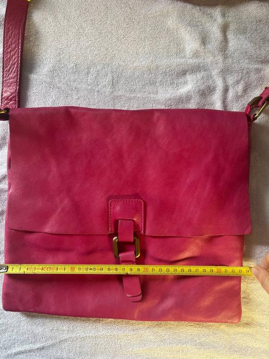 Итальянская кожаная сумка натуральная кожа розовая фото 8